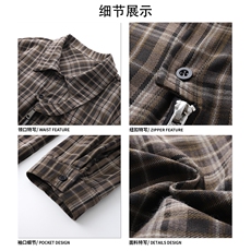 日系复古时尚个性简约格子衬衫撞色随性高级感格子衬衣HY712TP55，男装衬衫，电商A102B