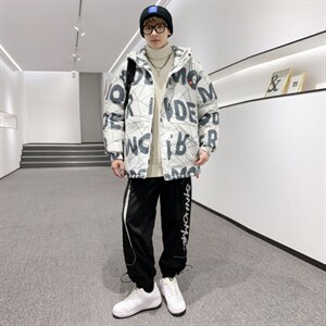 港风 2026冬季新款90%白鸭绒中长款连帽羽绒服男XZ109-Y1260-P218图片