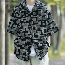 1港风冰丝短袖衬衣大码M-5XL情侣潮短袖衬衫男DCS8711P35控49，男装T恤，星座226-2