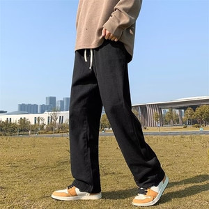 新款简约纯色直筒牛仔裤男oversize百搭情侣宽松阔腿裤NH123-P36图片