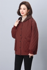 2024年冬季新款加厚保暖棉衣棉服女连帽韩版菱格休闲棉袄短外套女，女装棉衣/棉服，悦见她