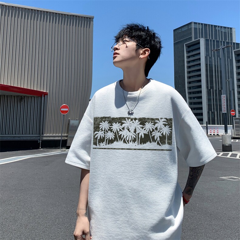 量大优！供视频！港风华夫格短袖T恤半袖男HT230-特P18,男装T恤,电商B367