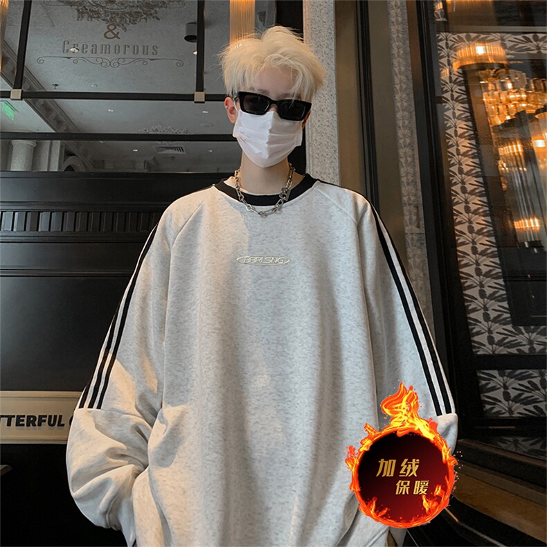 抖音得物供货提供视频秋冬重磅美式宽松织带圆领卫衣0309,男装卫衣,电商A486