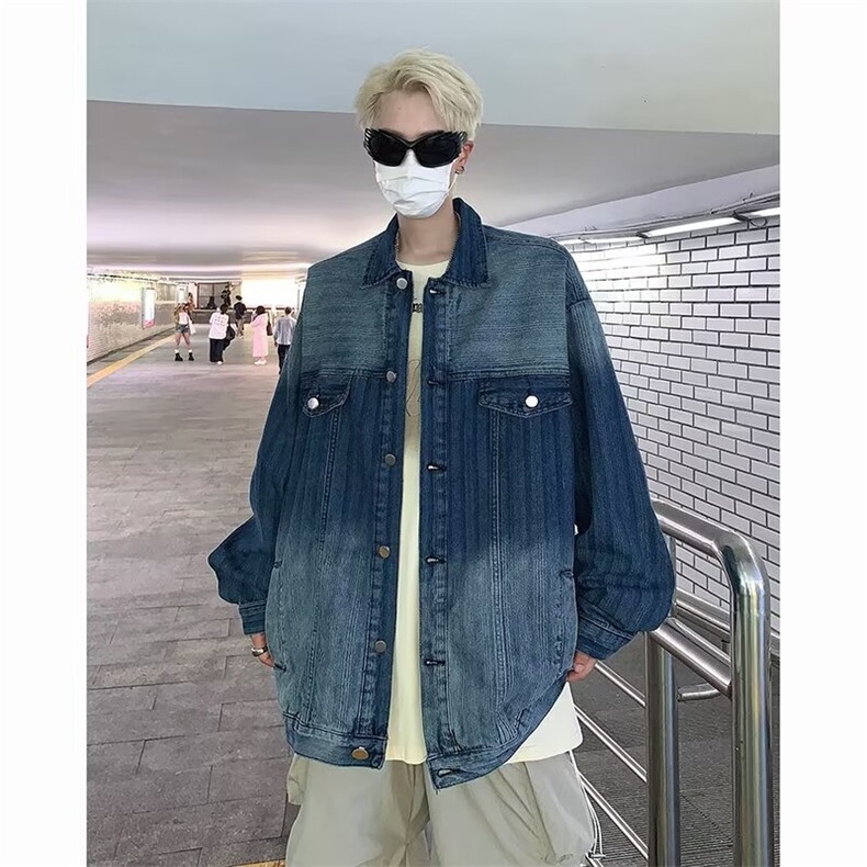 复古水洗牛仔外套女秋冬2024新款渐变色宽松盐系长袖上衣JW029,男装夹克,星座1116A-1（原606A）