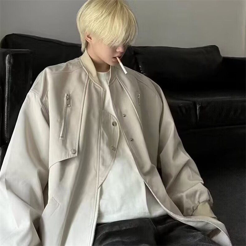 美式高街工装外套男秋冬休闲棒球服潮牌复古飞行员夹克情侣棉衣女,男装棉衣,星座506A