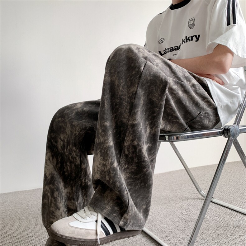 迷彩裤男美式高街小众直筒弯刀裤K01152-P45，男装休闲裤，星座308B-2