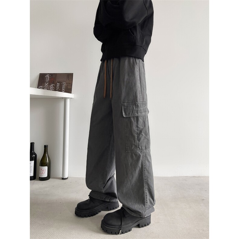 B221美式ins暗黑高品质多口袋休闲工装裤子LK24351-P65控88,男装休闲裤,电商B221