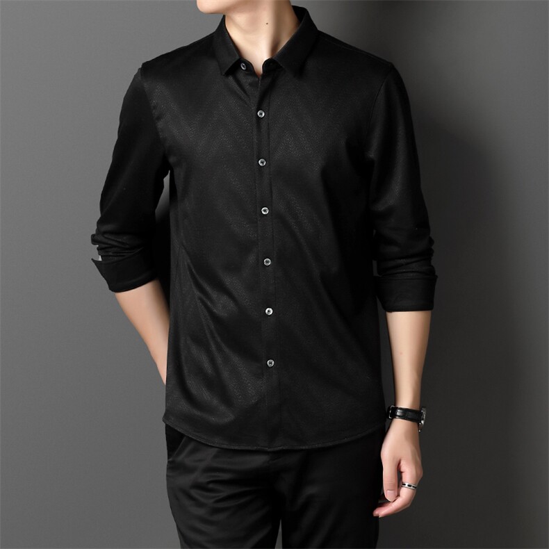 M996  2021春秋季新款长袖衬衫男桑蚕丝印花男装图片