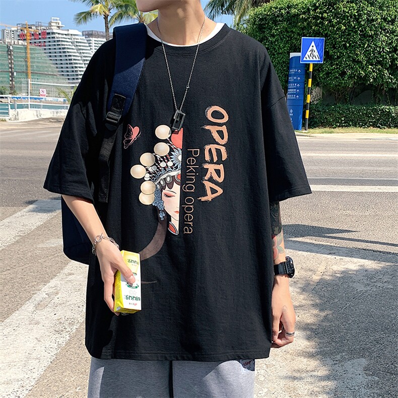 DX17161-P20纯棉短袖t恤男大码半袖打底衫宽松体恤衫港风,男装T恤,电商A040