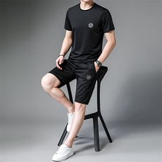2023新款短袖套装男士休闲运动冰丝宽松薄款夏季T恤短裤两件套男，男装休闲套装，电商B212（原钱塘6029）