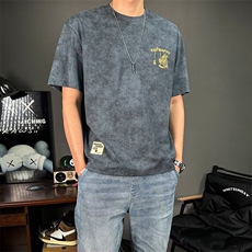高级感水洗重磅衣服潮牌短袖T恤男士夏季百搭宽松ins半袖体恤，男装T恤，星座506A