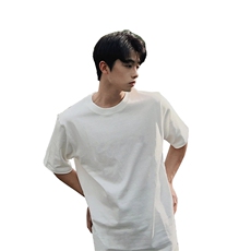纯黑色垫肩t恤男夏季痞帅高级感正肩短袖cleanfit小领口重磅半袖，男装T恤，电商B371