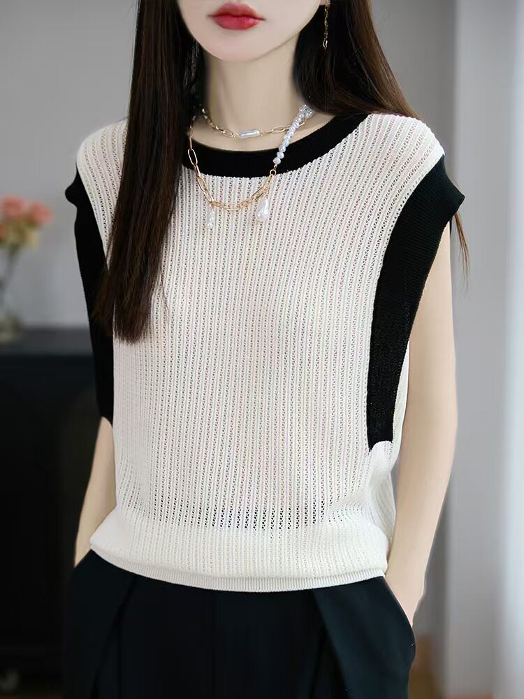 2025年夏季休闲风圆领不连帽常规时尚百搭通勤短袖，女装T恤，源达羊绒