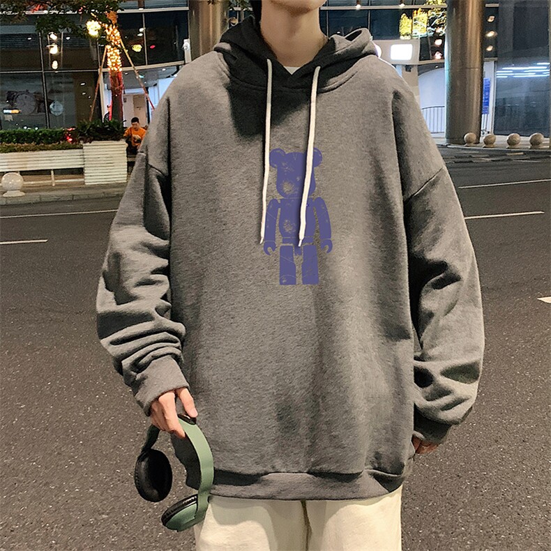 WY2242-P35 纯棉连帽卫衣男大码运动帽衫宽松薄外套男图片