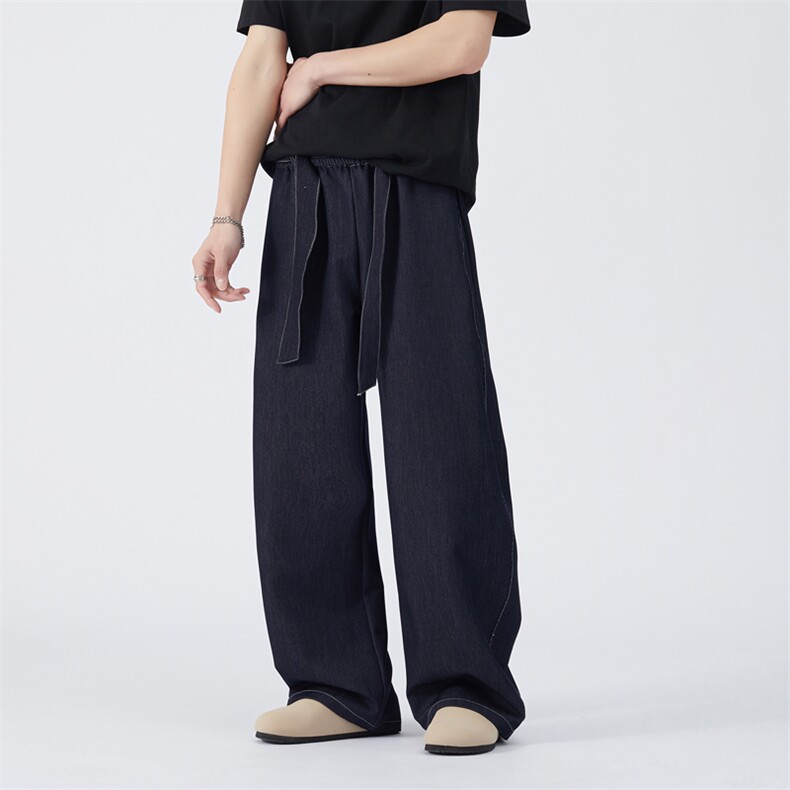 抖音品质秋裤男阔腿长裤宽松双裤带阳离子休闲裤长腰带AX01P75,男装休闲裤,星座1013-1