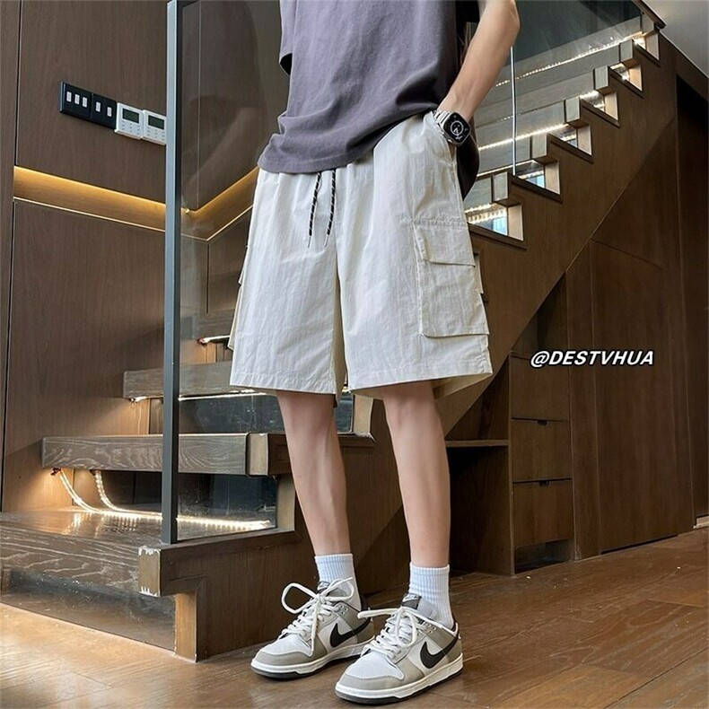 美式机能工装短裤男夏季情侣宽松冰丝休闲裤高街ins潮牌运动裤子,男装休闲裤,星座506A