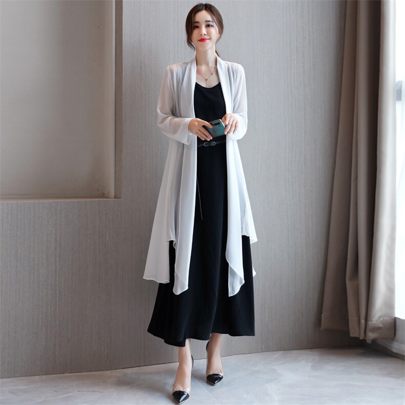 时尚减龄通勤显瘦两件套装雪纺外背心连衣裙春夏汉服,女装套装/套裙,秀美人生