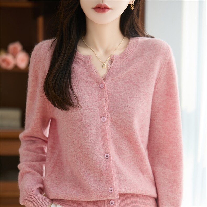 2025年秋季单件通勤长袖长袖羊毛开衫,女装羊毛衫,贝美羊绒