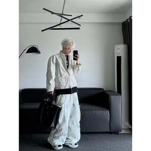 【有货】白色多口袋工装裤男女款美式设计感脏脏裤子A276CC-特P58