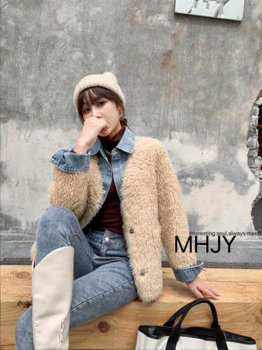 2021冬季高品质皮毛一体096#牛仔拼接皮毛一体，女装，美合佳彦