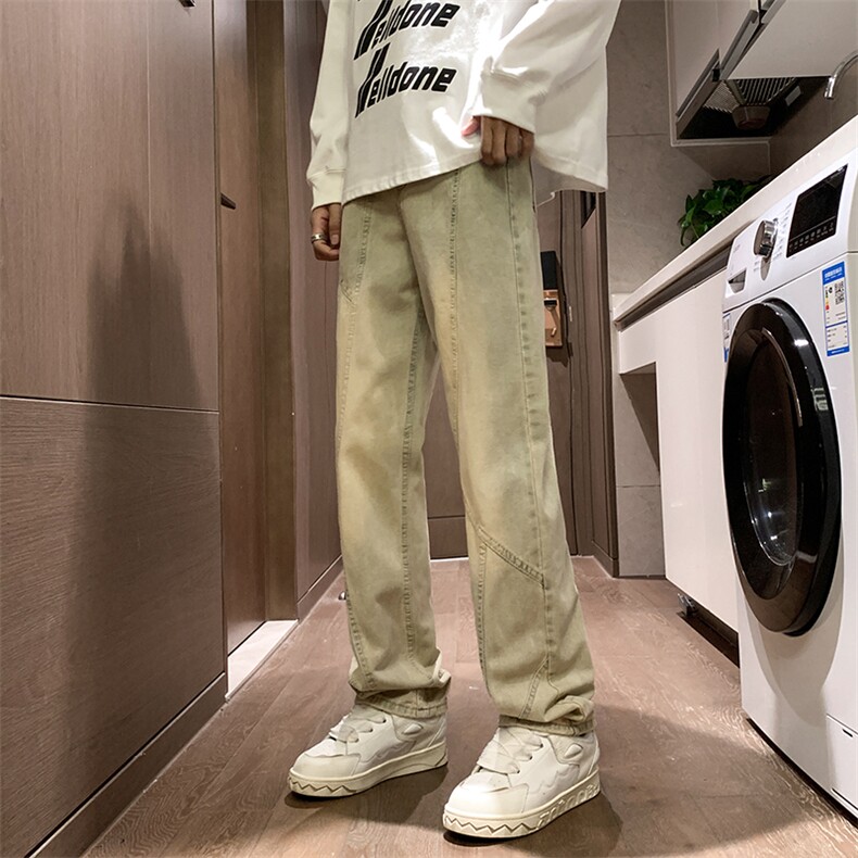 拼接牛仔裤微喇叭小直脚B342-K7029-P55直播品质,男装牛仔裤,电商B342