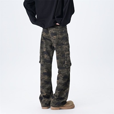 美式复古迷彩牛仔裤男款多口袋修身工装裤XZ201-T89P48，男装牛仔裤，星座201