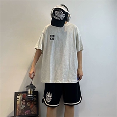 万针全刺绣工艺抖音得物高品质260克重磅纯棉双纱美式高街短袖T恤，男装T恤，电商A486