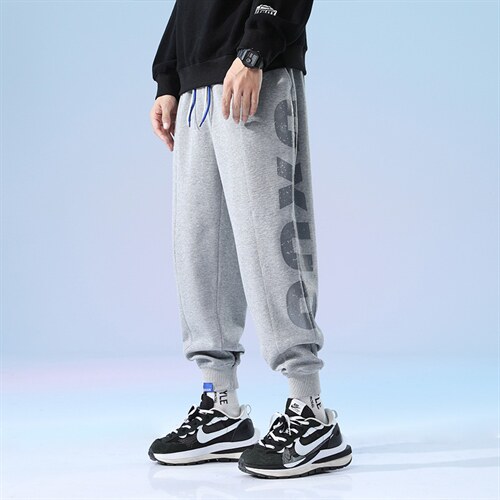 日系2024秋冬款大字母印花宽松束脚运动休闲潮牌卫裤8807-P55控69图片