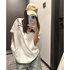 万针全刺绣工艺抖音得物高品质260克重磅纯棉双纱美式高街短袖T恤，男装T恤，电商A486