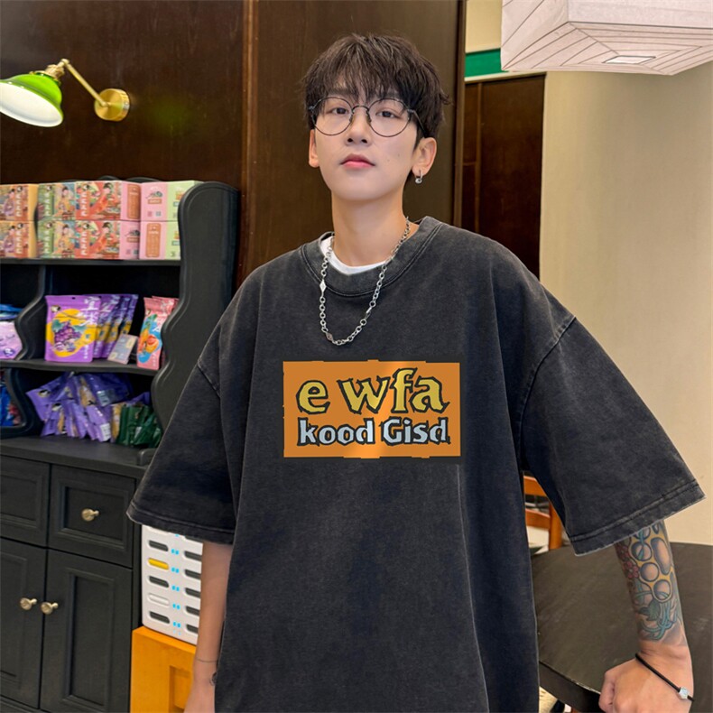 直播品质240克重磅水洗做旧短袖t恤男女SDX238-特P25控48,男装T恤,电商B367