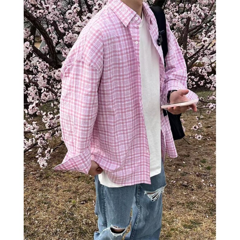 【现货】夏季防嗮格纹衬衫美式复古男宽松上衣高街潮CY0021P50,男装衬衫,星座1004（原星座815-3）