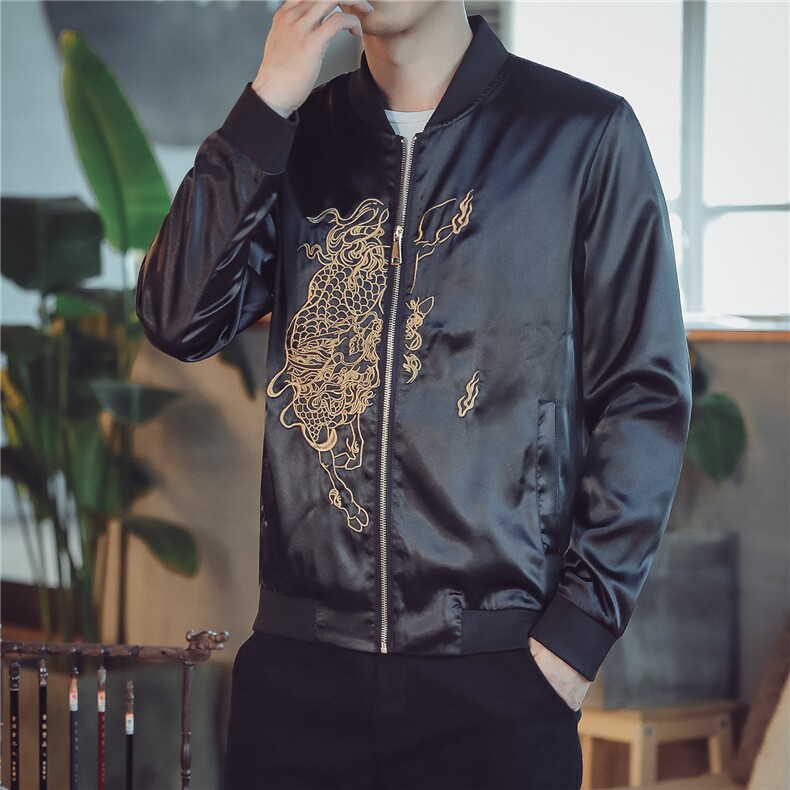 7034秋季中国风麒麟刺绣修身国潮夹克男外套QT715,男装夹克,钱塘715