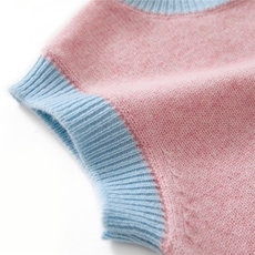 2025年新款百搭儿童无袖套头撞色假两件马甲，童装儿童羊绒衫，轩曦羊绒