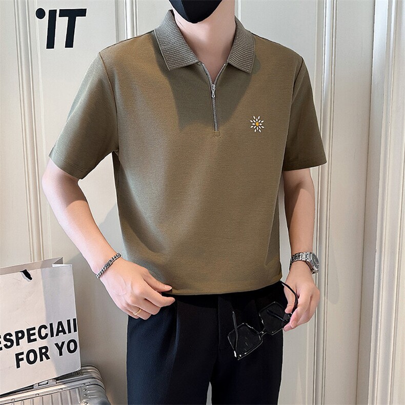 绿 店主风社会小伙男士POLO衫男刺绣翻领保罗衫301A-1/PL123/P58图片