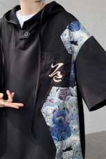 新款撞色小熊拼接大码连帽短袖T恤DSA059-10042-P38控58，男装T恤，电商A059