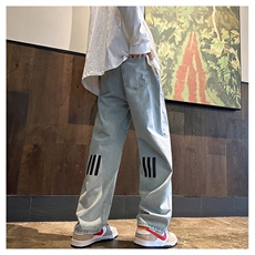 k1073-p55-控78M-5XL现货宽松cleanfit牛仔裤马丁靴黑暗拼接，男装牛仔裤，星座116