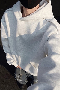 重磅boxy短款全棉450克拉链连帽卫衣短宽套头外套男 RH5307-P50图片