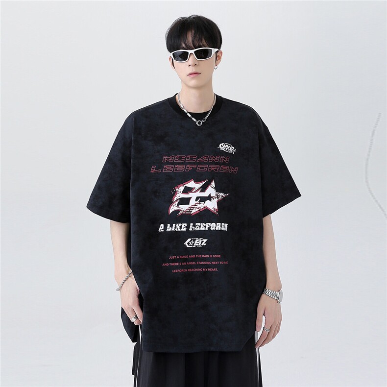 美式高街扎染T恤夏季2026新款潮牌脏脏短袖五分袖T709-p28,男装T恤,电商C307