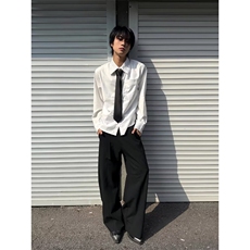 日系纯色打底衬衫男女高级感美式休闲叠穿内搭长袖衬衣上衣外套，男装衬衫，星座506A