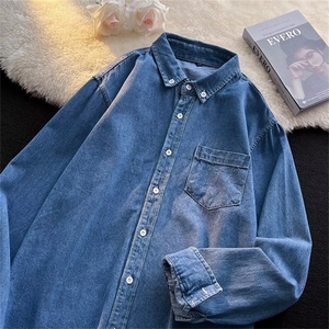 牛仔衬衫男女长袖秋季港风韩版上衣服宽松痞帅衬衣外套CS335-P45