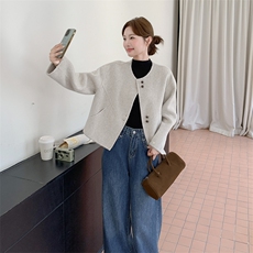 小香风双面羊绒大衣女短款2025秋冬新款韩版宽松显瘦羊毛呢子外套，女装羊绒大衣，2C316