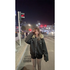现货重磅boxy短款棉衣座山雕大毛毛领男女棉服水洗工装厚外套，男装棉衣，电商A486-1