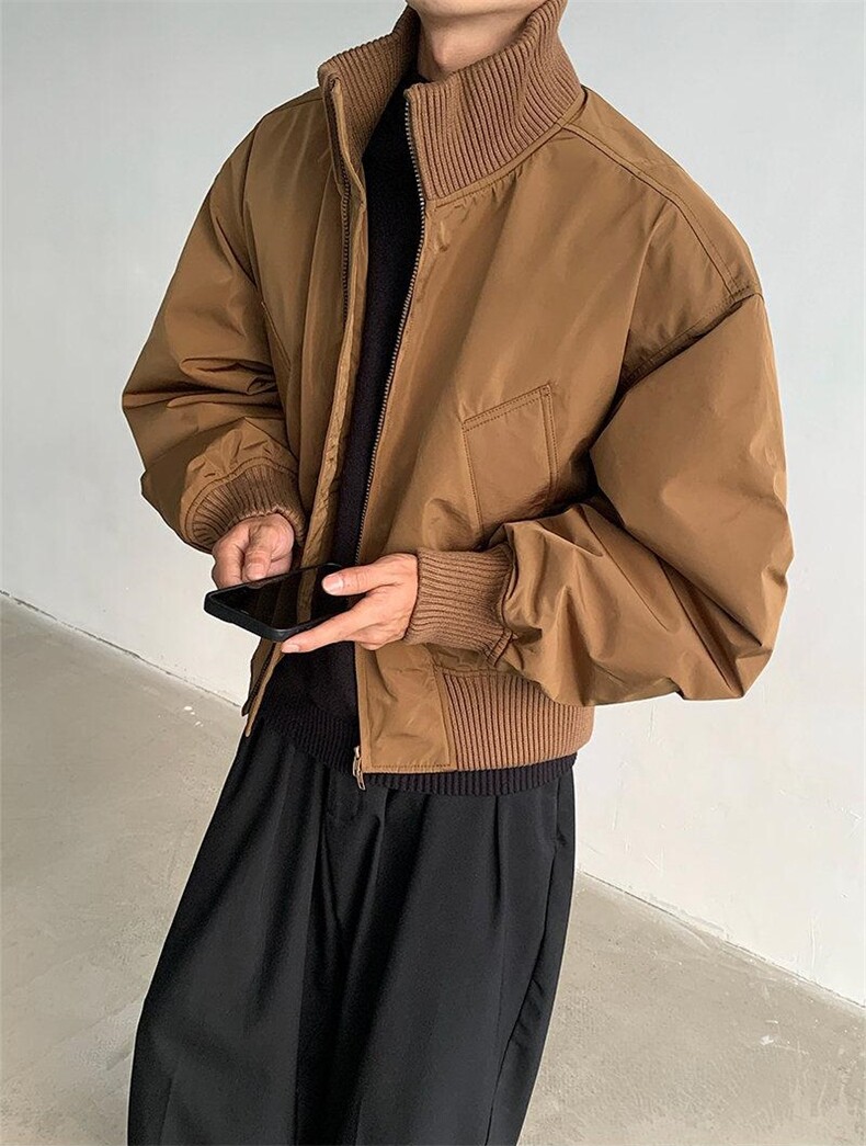 现货26春装美拉德立领飞行夹克纯色复古廓形高街棒球服外套,男装夹克,电商A486