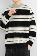 港风休闲条纹毛线衫青少年秋冬潮牌针织衫MY24906P70，男装针织衫/毛衣，星座914