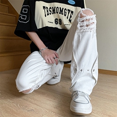 夏季ins美式高街hiphop破洞铆钉牛仔裤货号K750P60，男装牛仔裤，电商A063