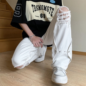 夏季ins美式高街 hiphop破洞铆钉牛仔裤货号K750P60图片