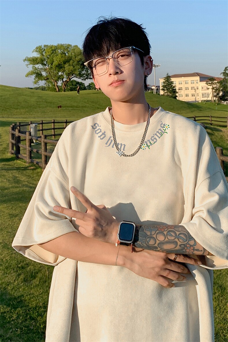 量大优供视频重磅麂皮绒短袖t恤男JT539-特p19,男装T恤,电商B371