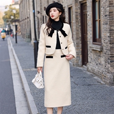 冬季气质羽绒小香风套装长裙两件套210-G23161-P255-K369，女装羽绒服，韩蜜菓