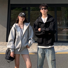 抖音得物高品质秋冬美式高街重磅结构辑明线纹理连帽卫衣外套W111，女装短外套，电商A486-1