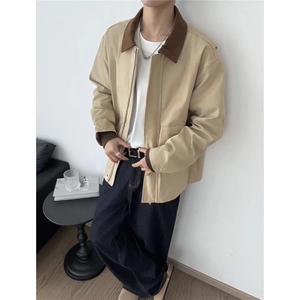 W23-P85 美式翻领帆布夹克外套男女2025春秋冬宽松工装棒球服图片